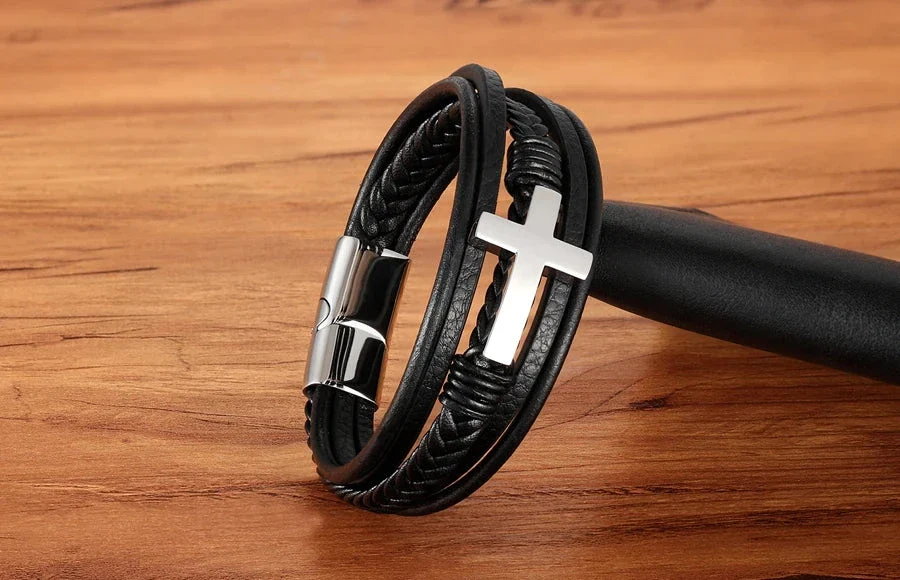 Classic Men's Leather Bracelet - Image 14