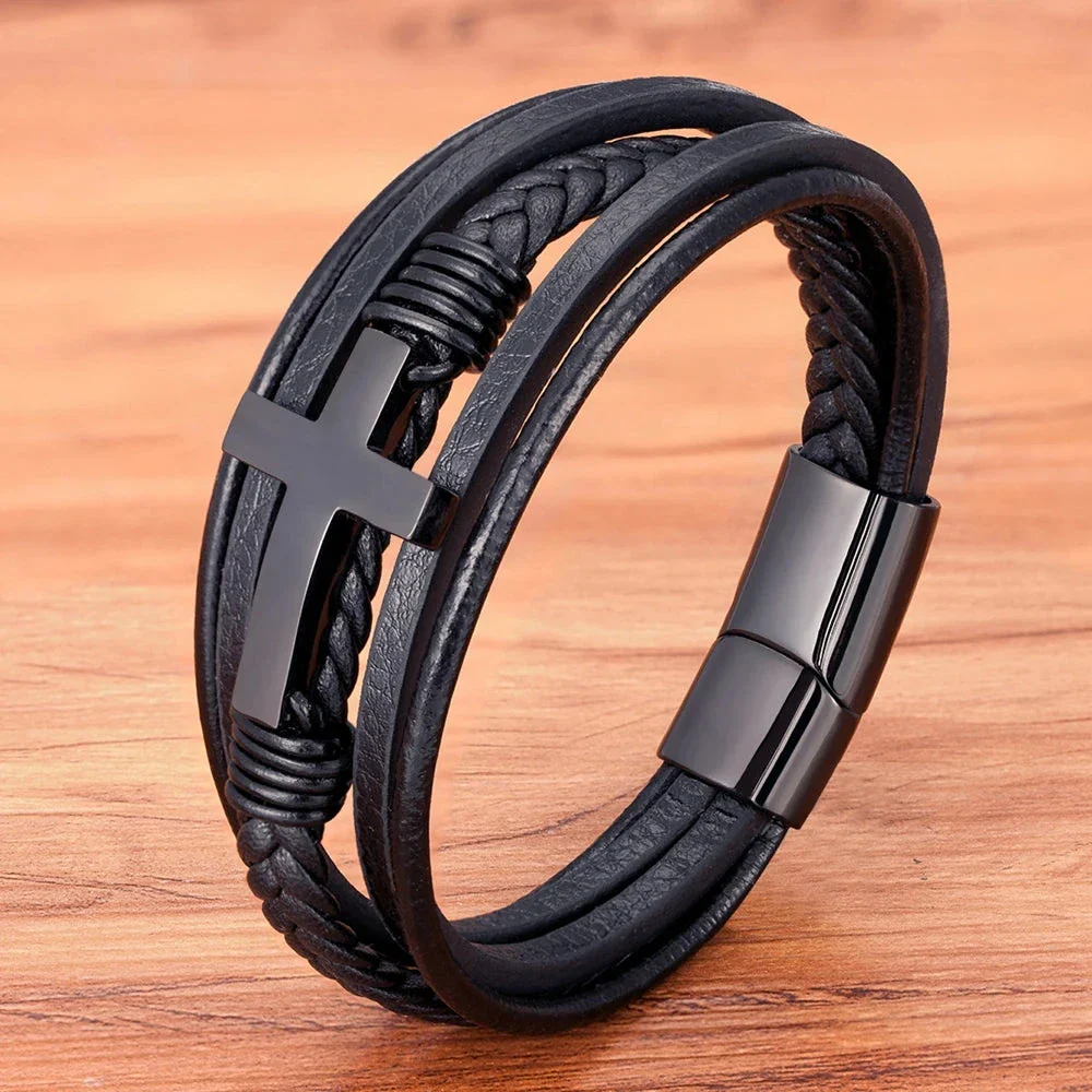 Classic Men's Leather Bracelet - Image 17