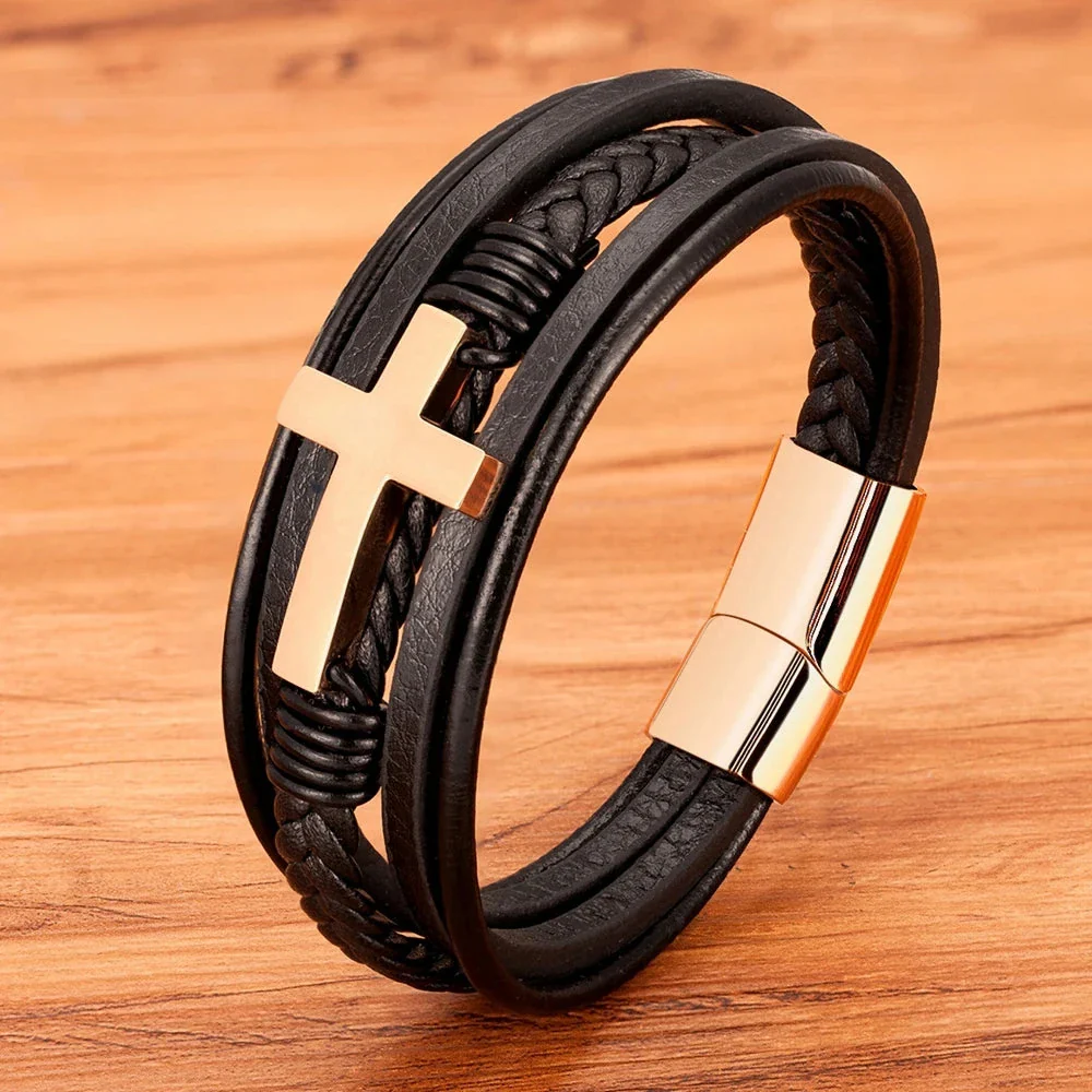 Classic Men's Leather Bracelet - Image 20