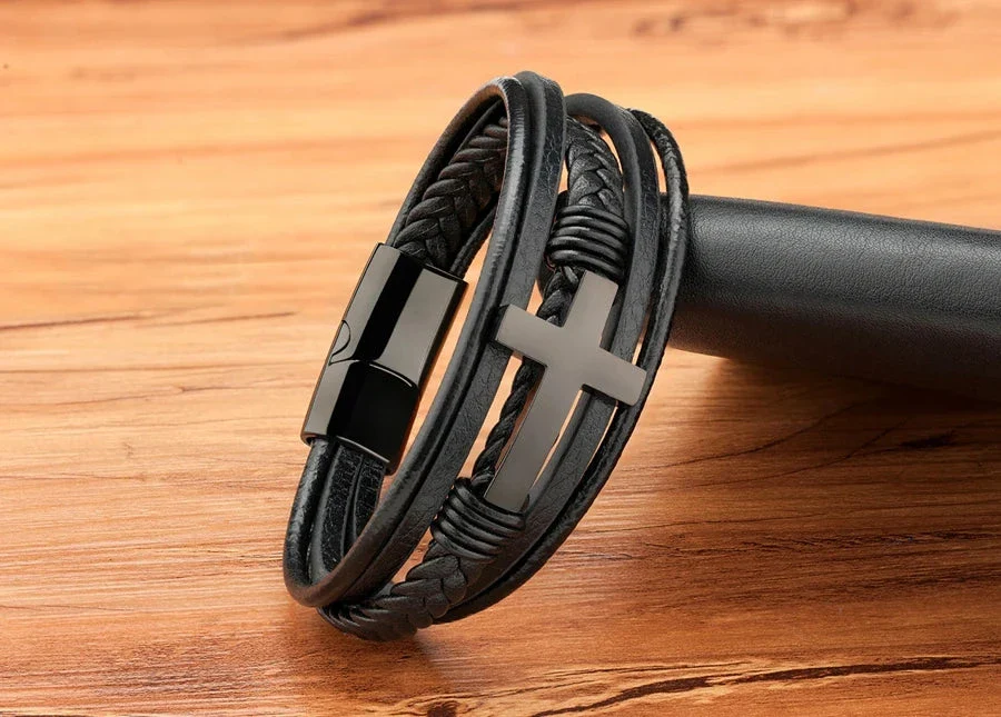 Classic Men's Leather Bracelet - Image 7