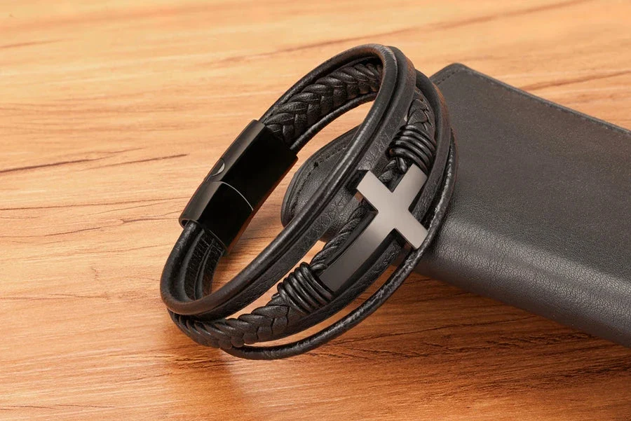 Classic Men's Leather Bracelet - Image 8