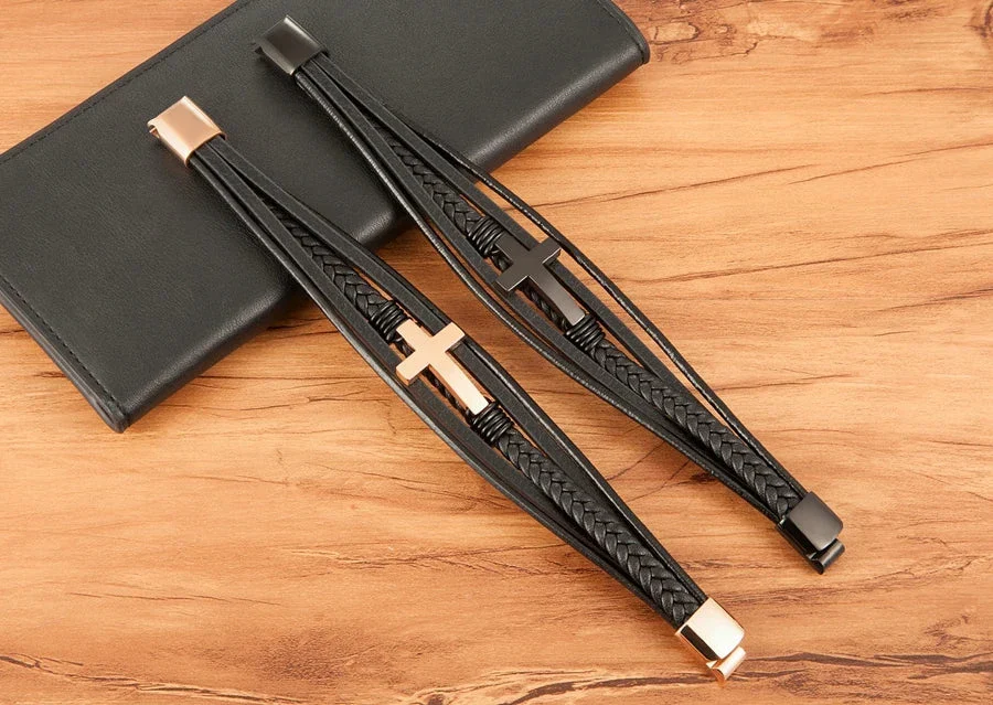 Classic Men's Leather Bracelet - Image 9