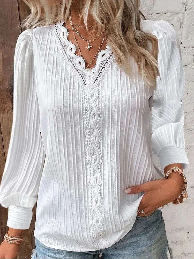 Elegant Women's V-Neck Blouse - Image 12