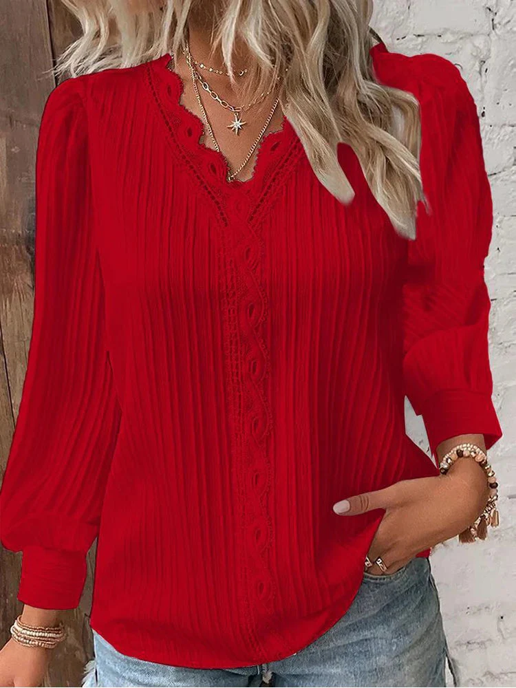 Elegant Women's V-Neck Blouse - Image 15
