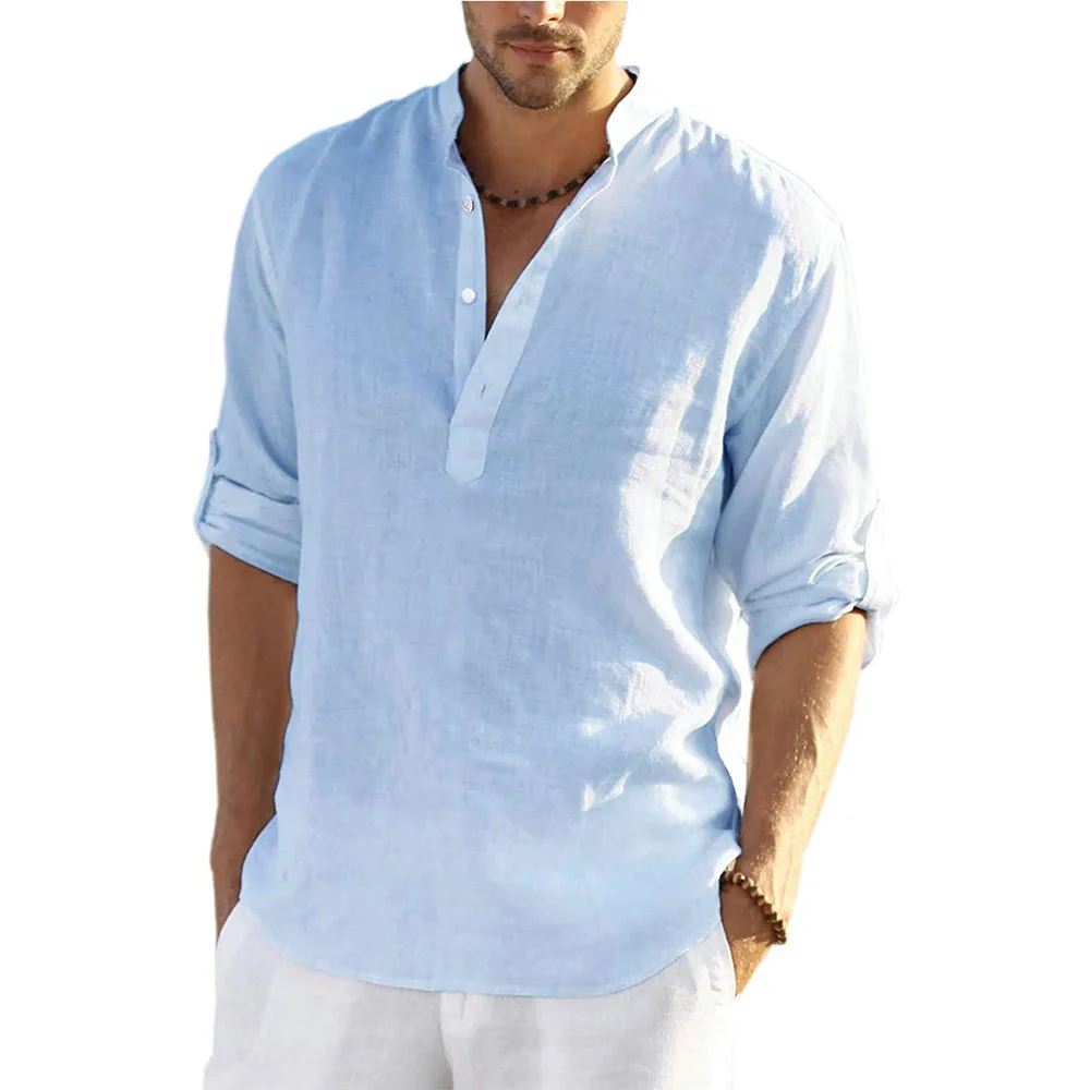 Lorenzo Men's Casual Cotton and Linen Shirt - Image 4