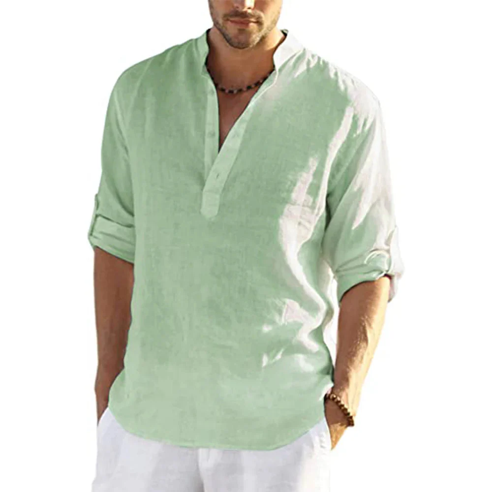Lorenzo Men's Casual Cotton and Linen Shirt - Image 5
