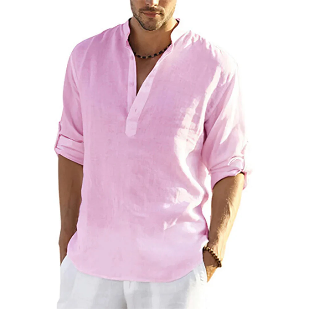 Lorenzo Men's Casual Cotton and Linen Shirt - Image 6