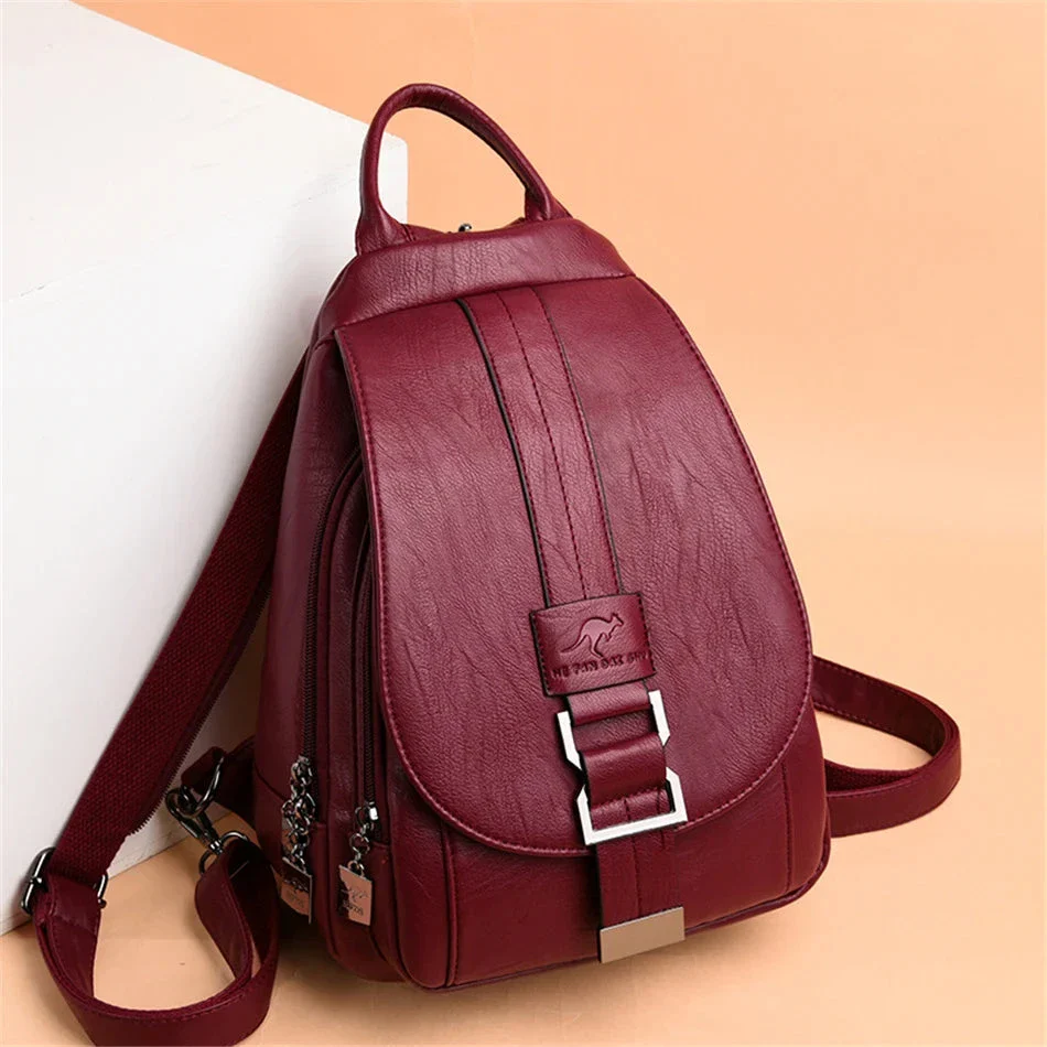 Multifunctional Women's Leather Backpack Allessa - Image 15
