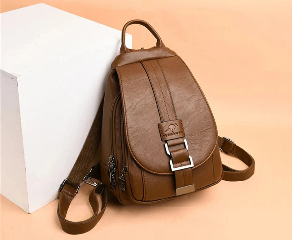 Multifunctional Women's Leather Backpack Allessa - Image 16