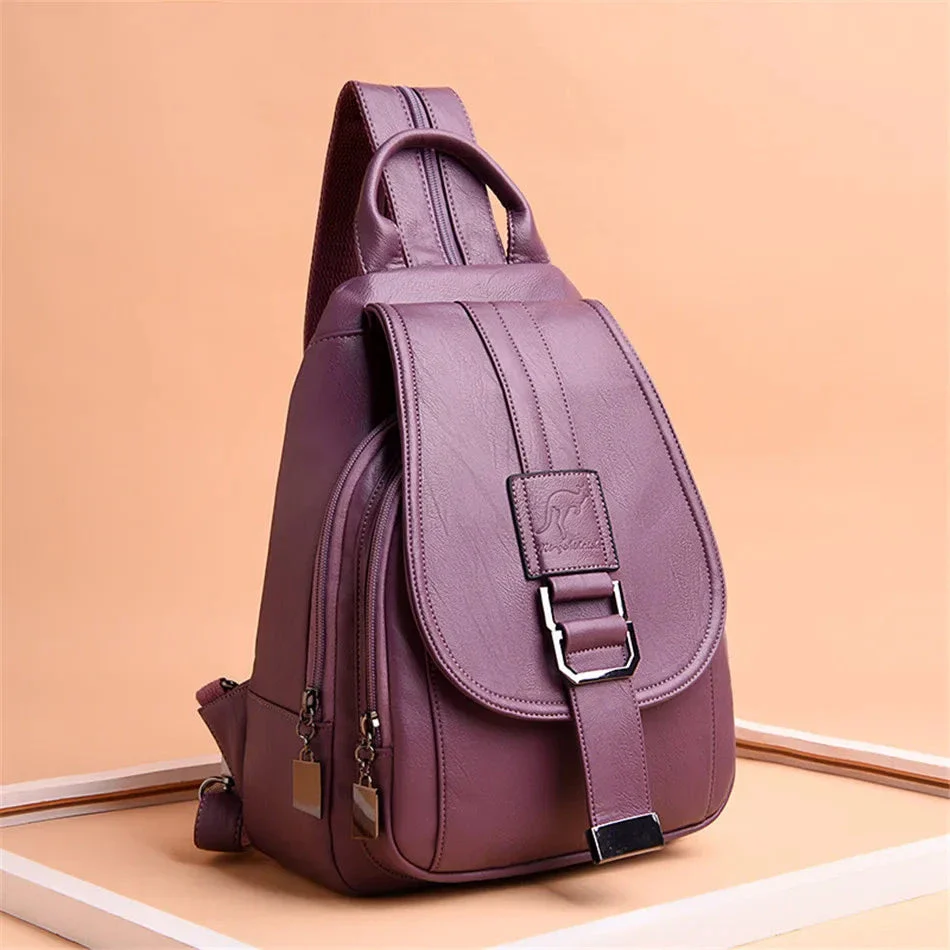 Multifunctional Women's Leather Backpack Allessa - Image 17