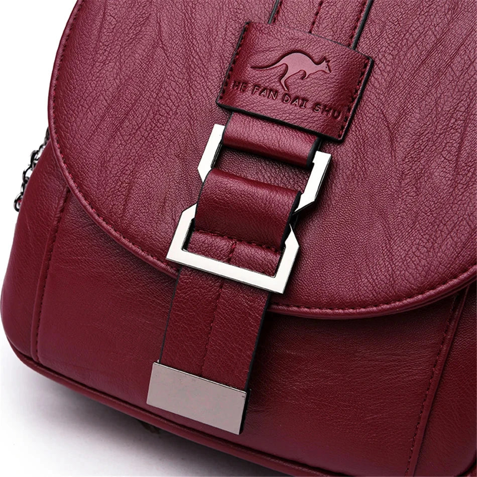 Multifunctional Women's Leather Backpack Allessa - Image 21