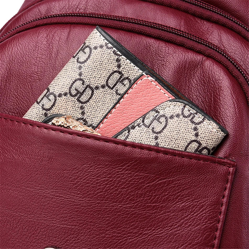 Multifunctional Women's Leather Backpack Allessa - Image 22