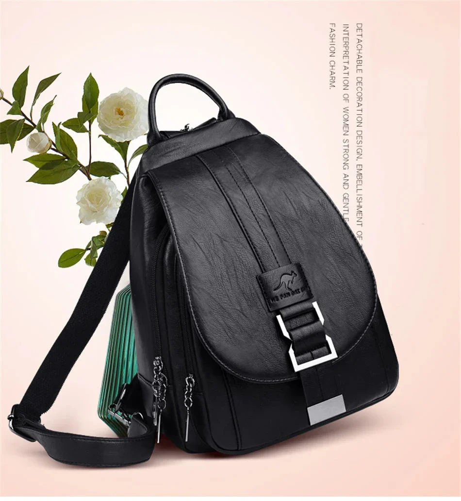 Multifunctional Women's Leather Backpack Allessa - Image 8