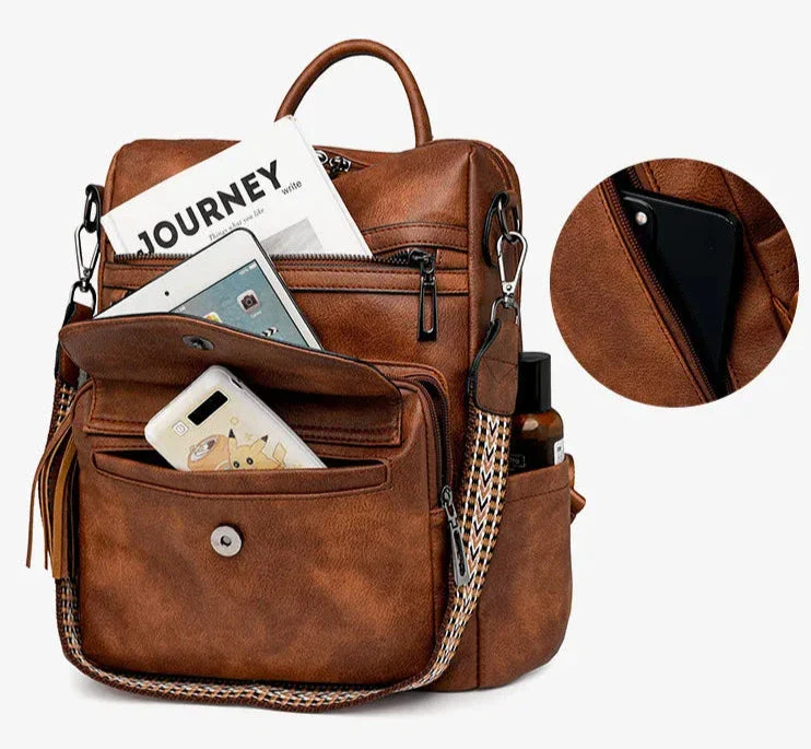 Premium Leather Women's Backpack with Gift Bag - Image 12