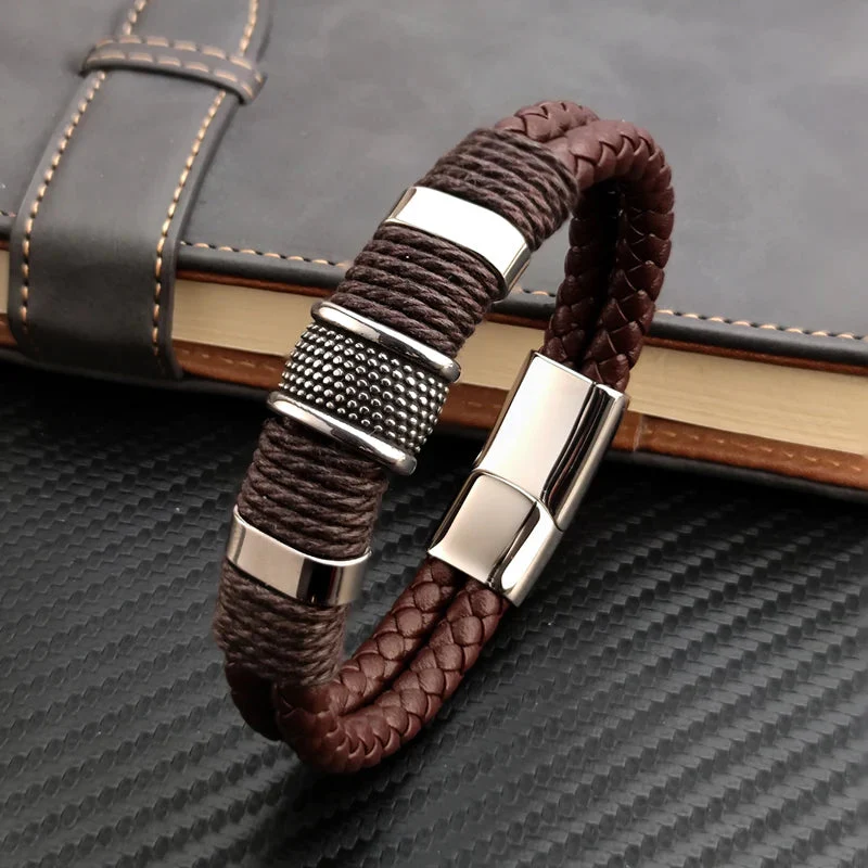 Viellezer Vintage Leather Men's Bracelet - Image 13