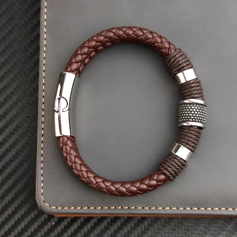 Viellezer Vintage Leather Men's Bracelet - Image 9