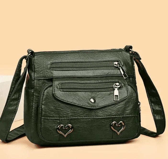 Vintage Women's Shoulder Bag, Soft Leather 'Love' Crossbody - Image 14